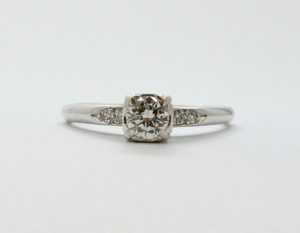 Art Deco Diamond 14K White Gold Engagement Ring