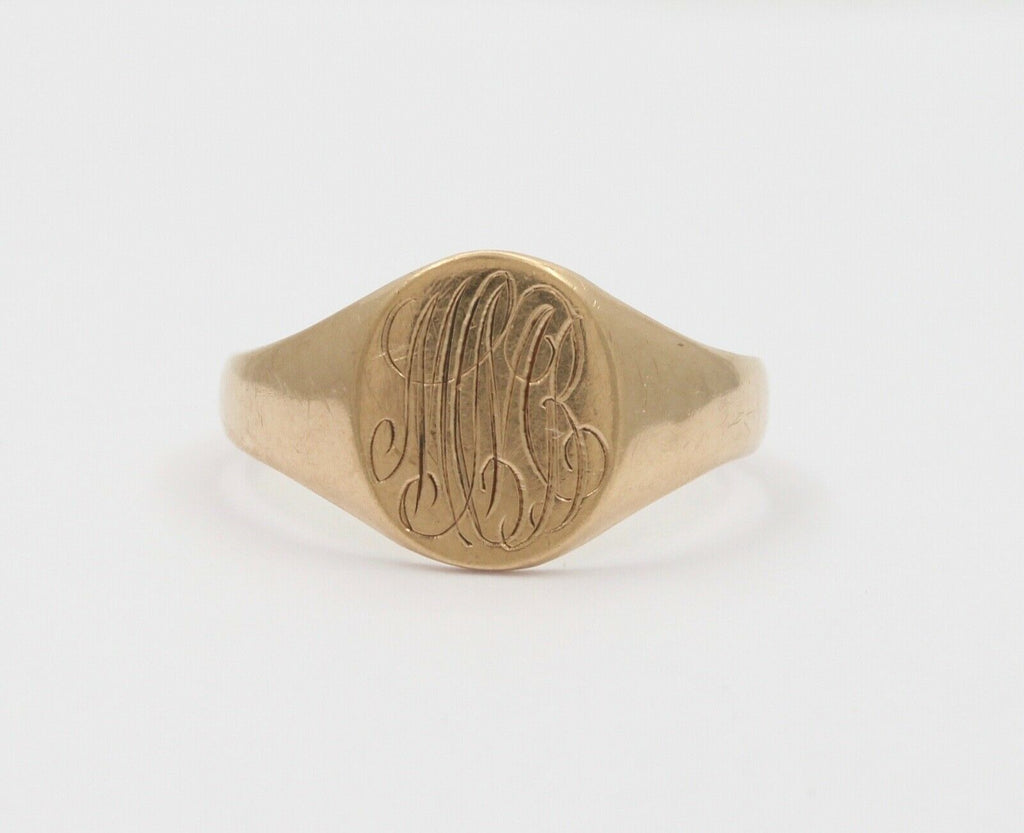 Antique Otsby & Barton Signet 10K Engraved Ring