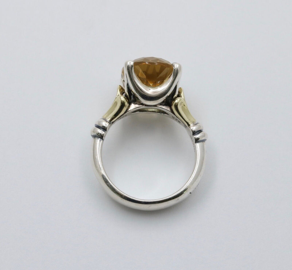 Vintage Yellow Quartz 18K Yellow Gold 925 Silver Ring