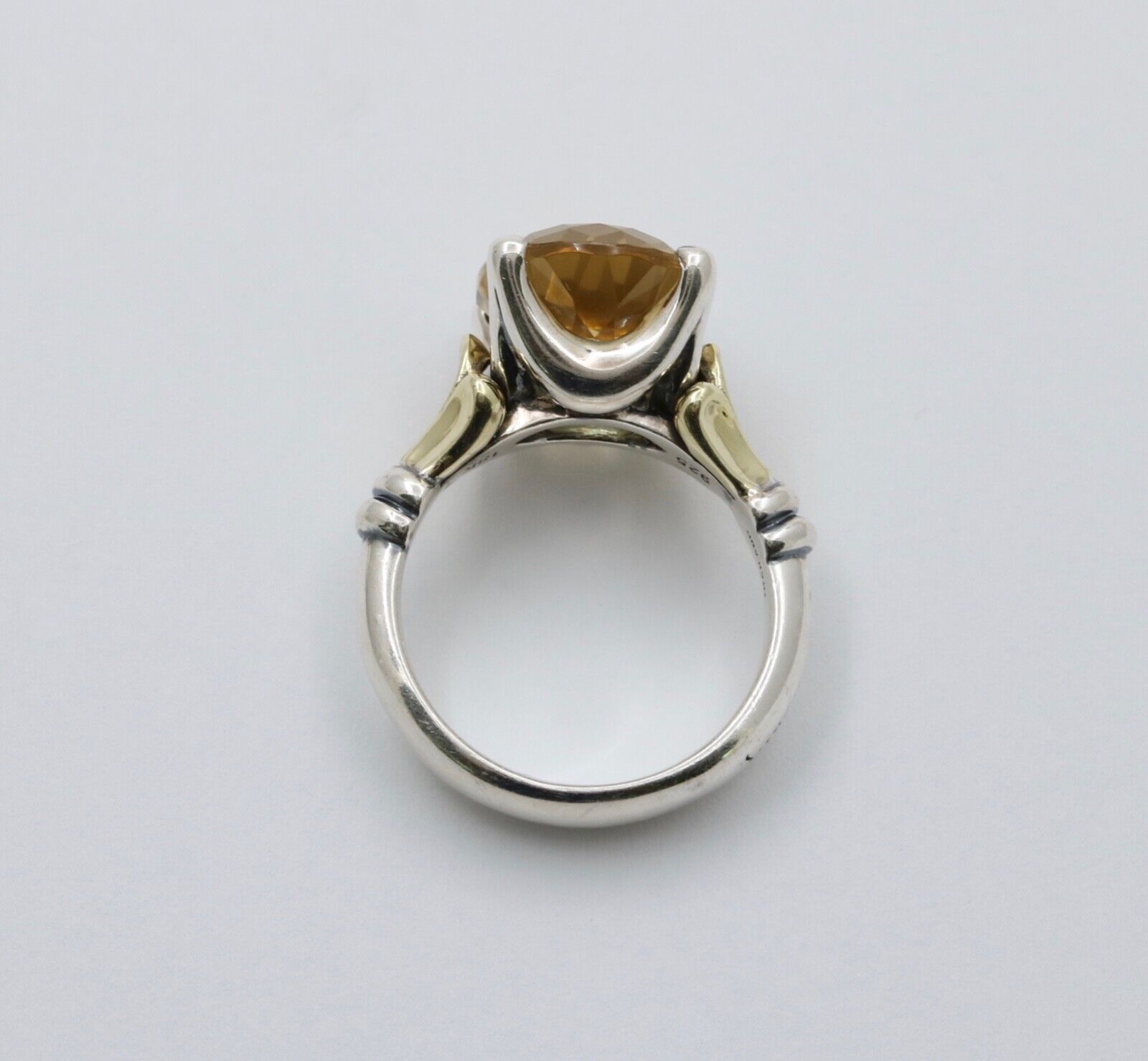 Vintage Yellow Quartz 18K Yellow Gold 925 Silver Ring