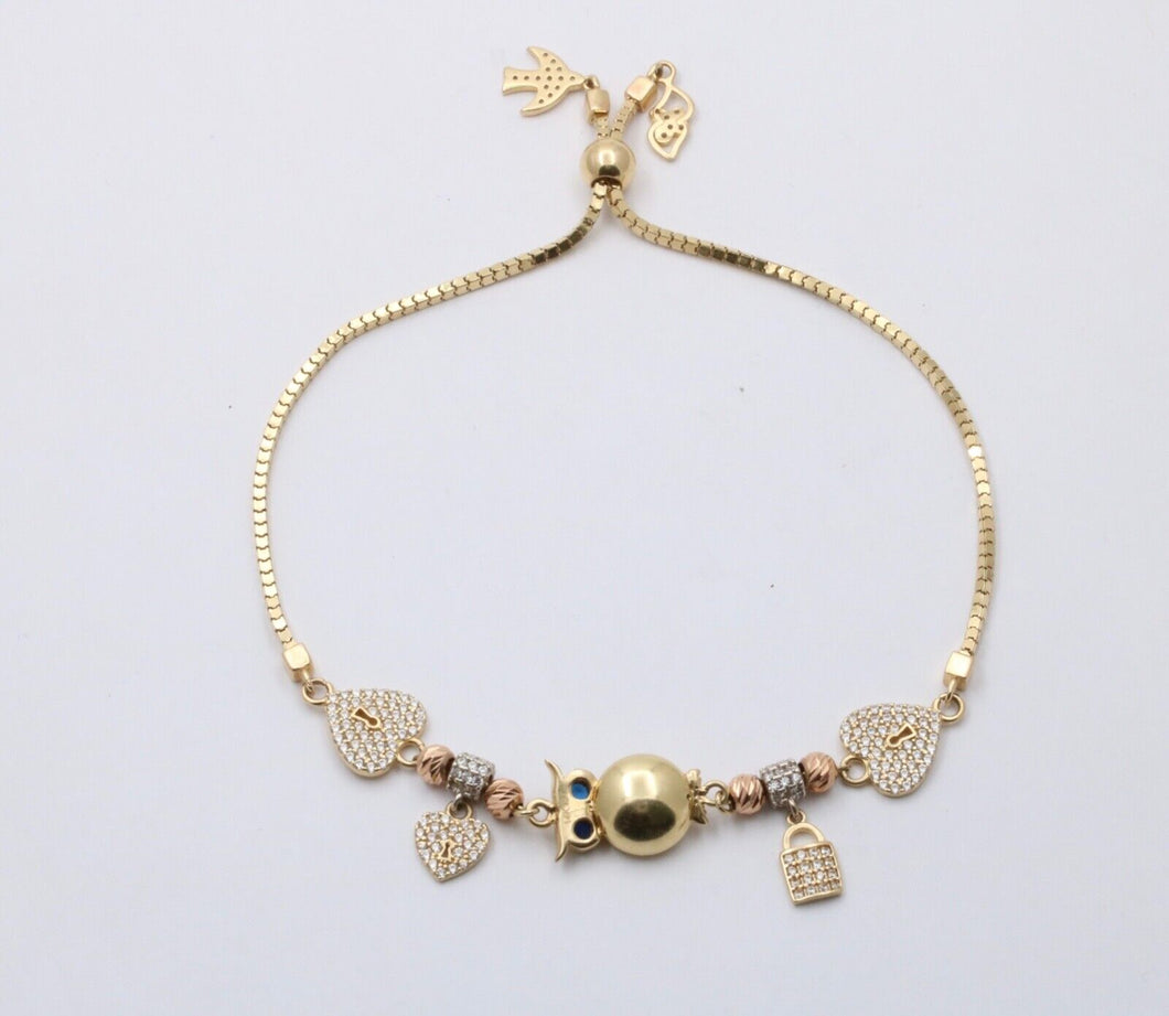 Vintage 14K Yellow Gold Gemstone Charm Bracelet