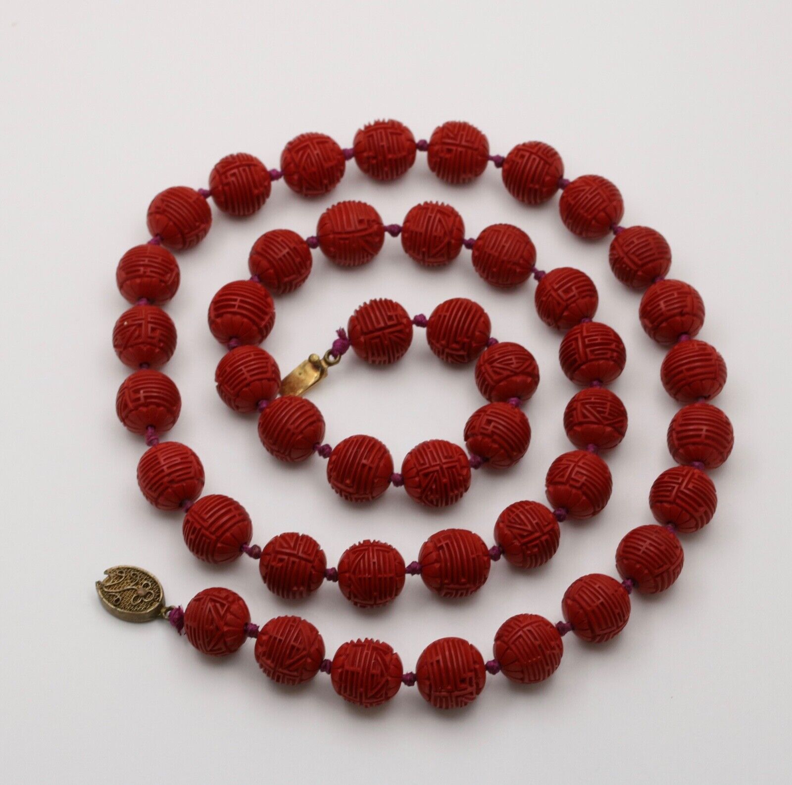 Vintage Red Cinnabar Chanterelle Necklace