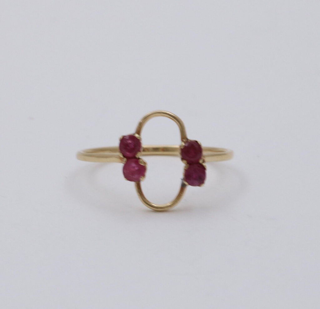 Vintage Ruby 14K Yellow Gold Ring Band, Stacking Ring