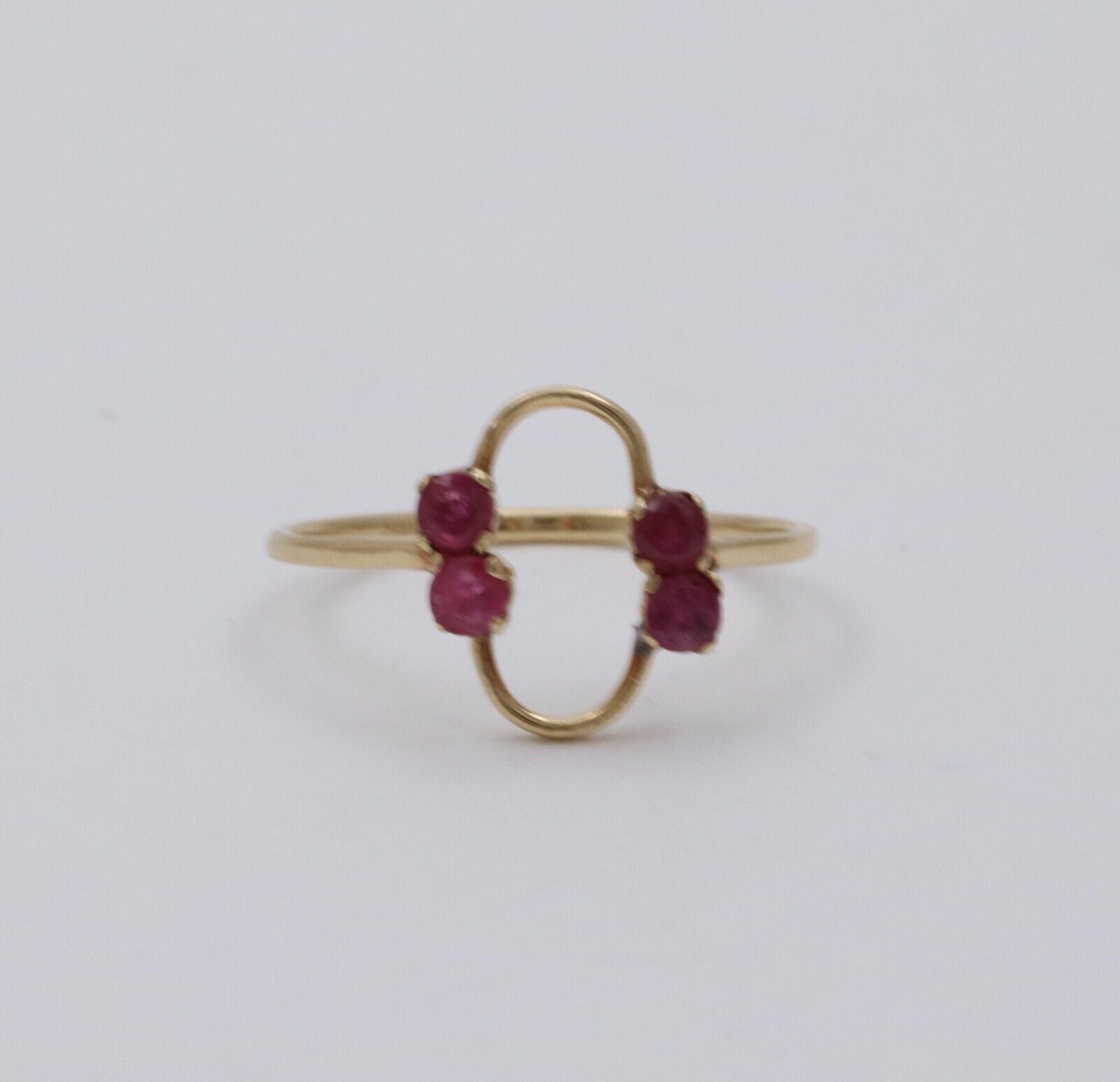 Vintage Ruby 14K Yellow Gold Ring Band, Stacking Ring