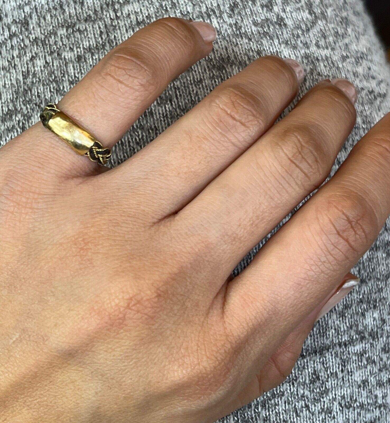 Antique Georgian 14K Yellow Gold Braided Ring Band, Mourning Jewelry