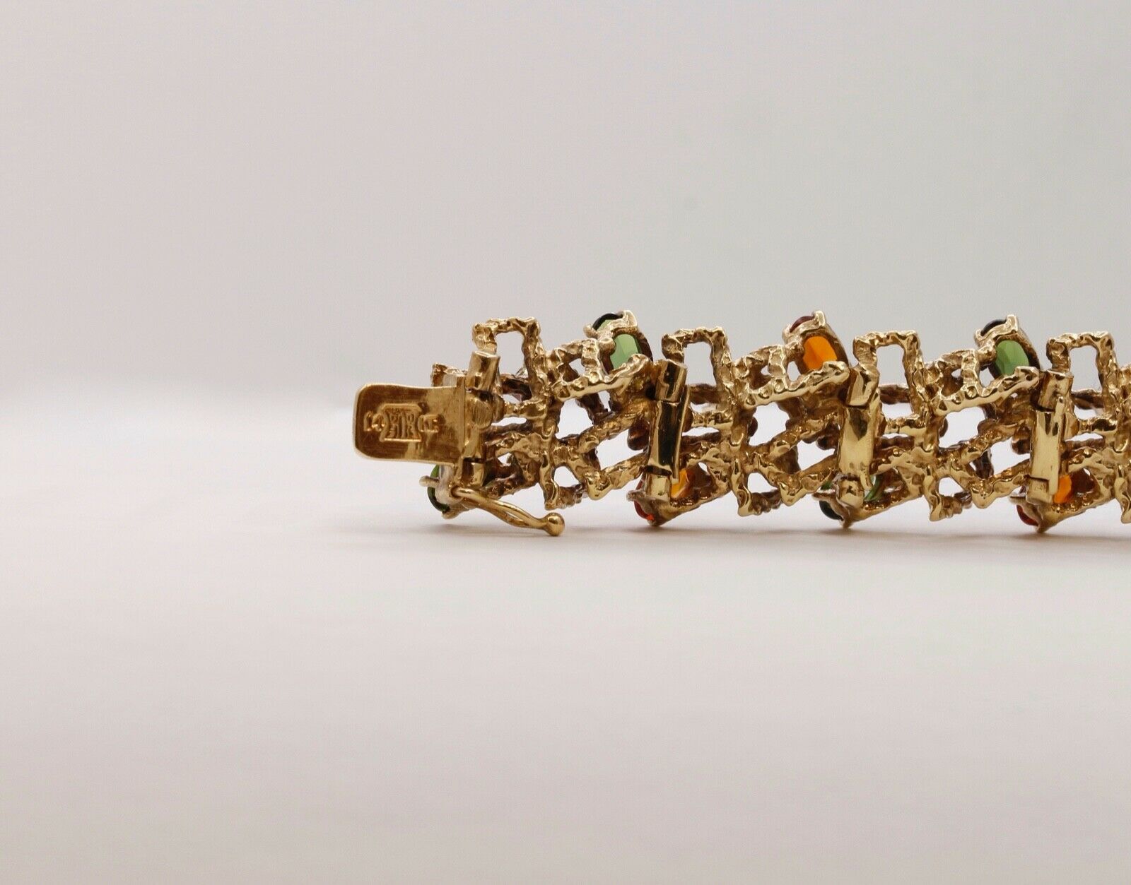Vintage La Triomphe Diamonds Tourmaline Citrine 14K Yellow Gold Bracelet