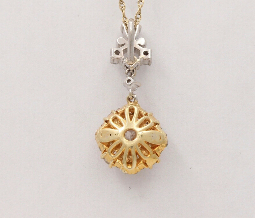 Beautiful Vintage Diamonds 14K Yellow White Gold Pendant