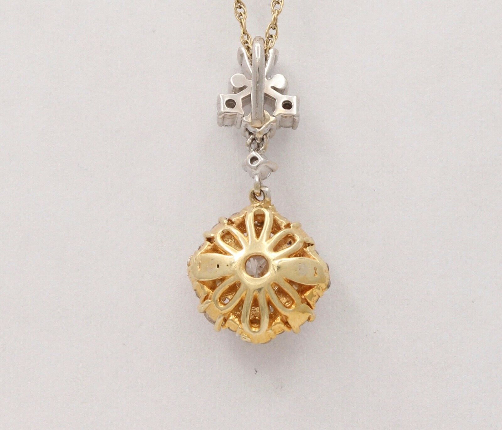 Beautiful Vintage Diamonds 14K Yellow White Gold Pendant