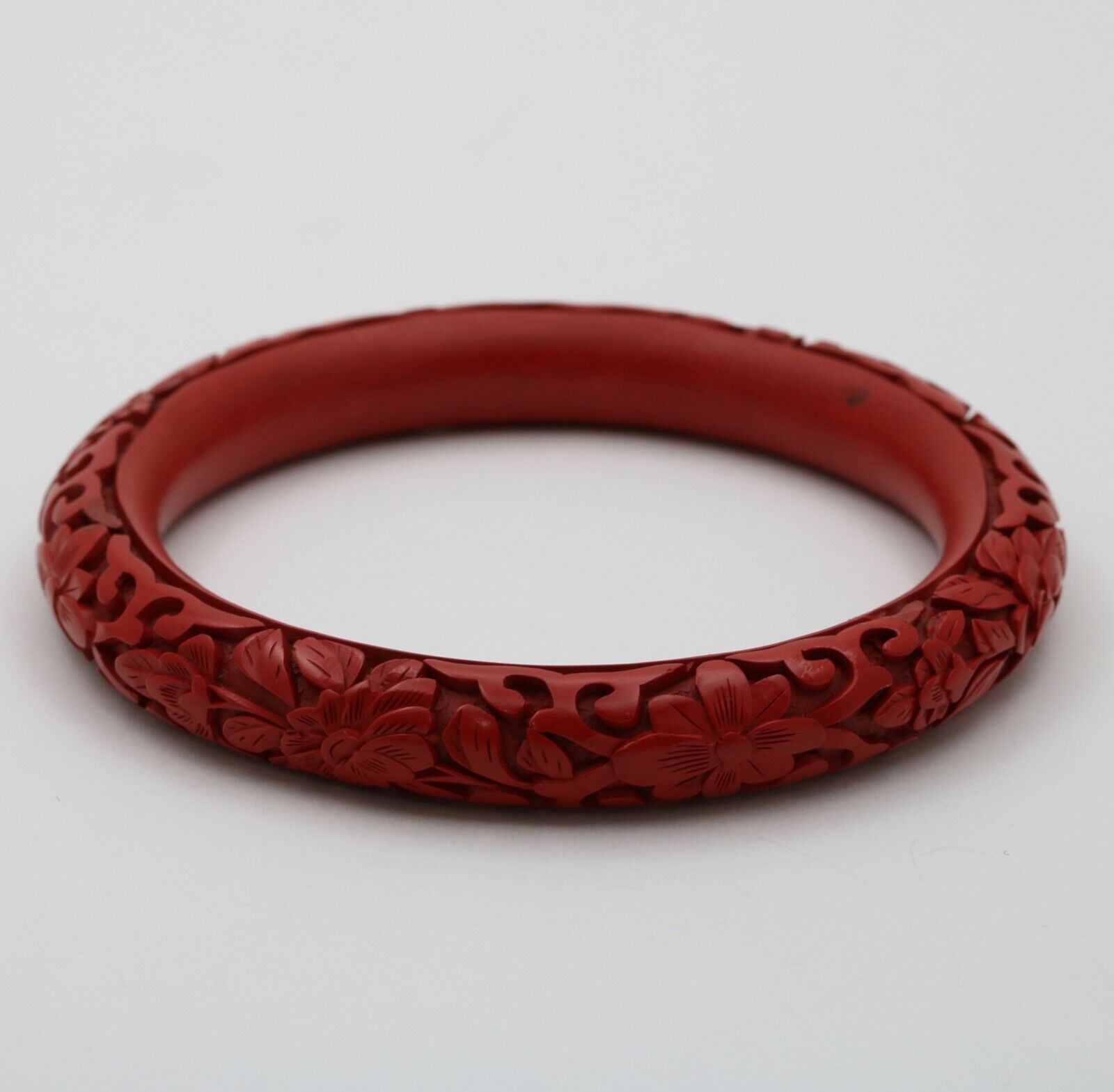 Vintage Red Cinnabar Chanterelle Bangle Bracelet