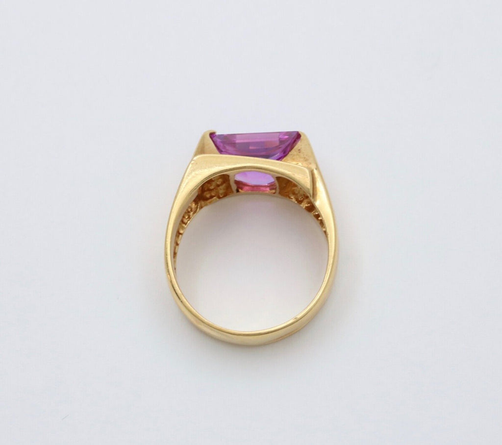 Vintage Geometric Pink Sapphire Ring Band, Estate Ring