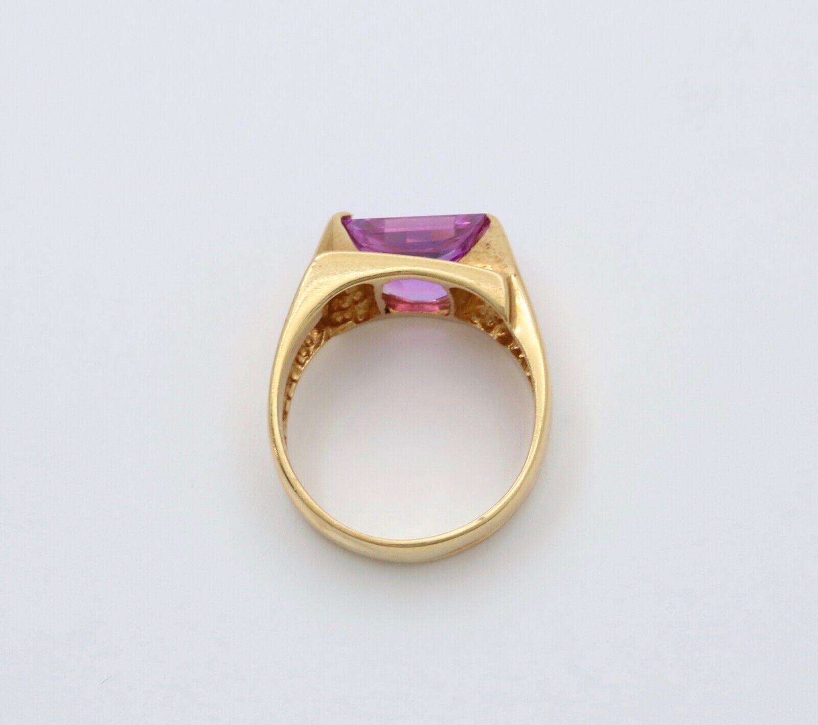 Vintage Geometric Pink Sapphire Ring Band, Estate Ring