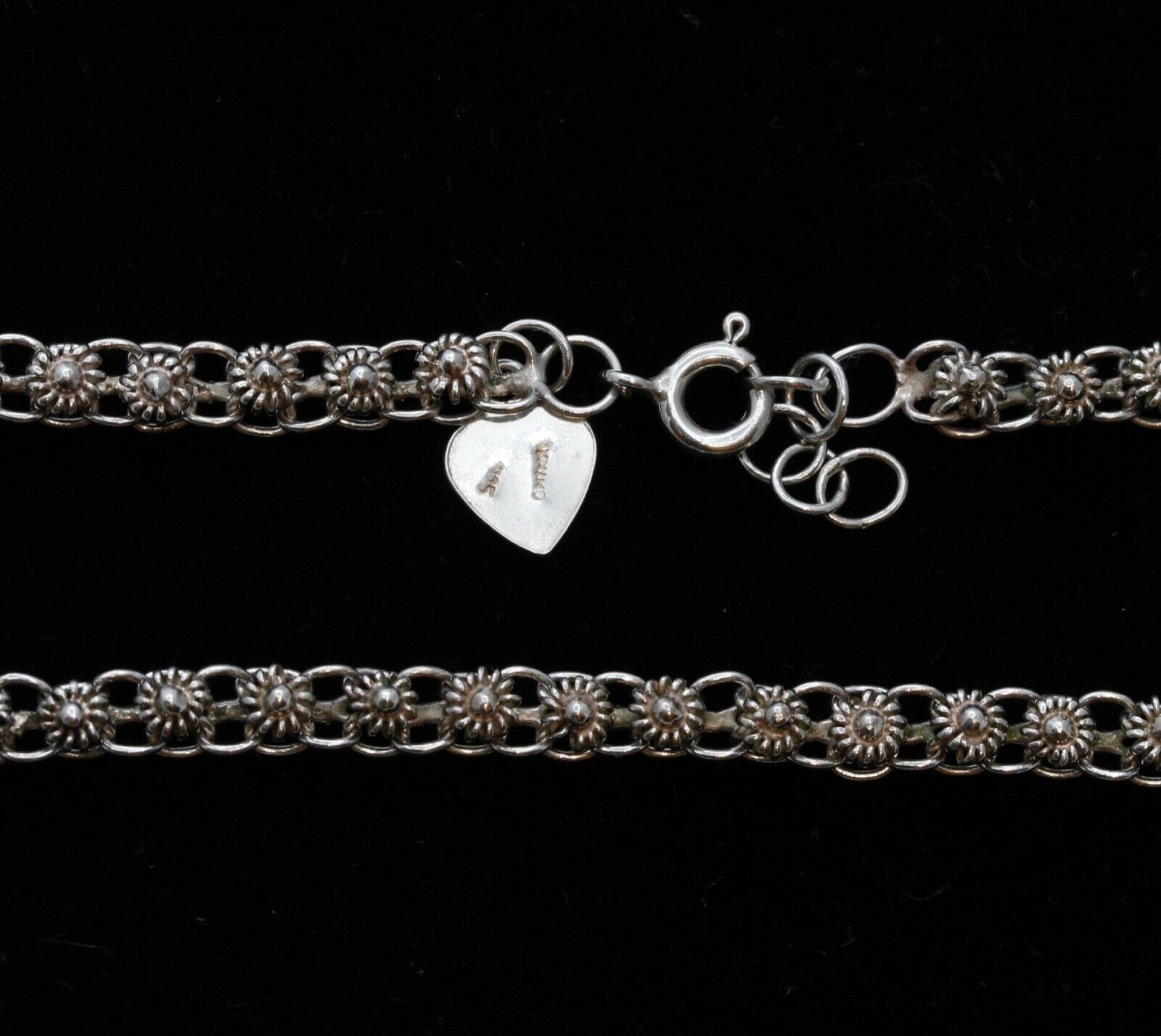 Beautiful Vintage Art Deco Style Floral Wrist Ankle Bracelet Sterling Silver 925