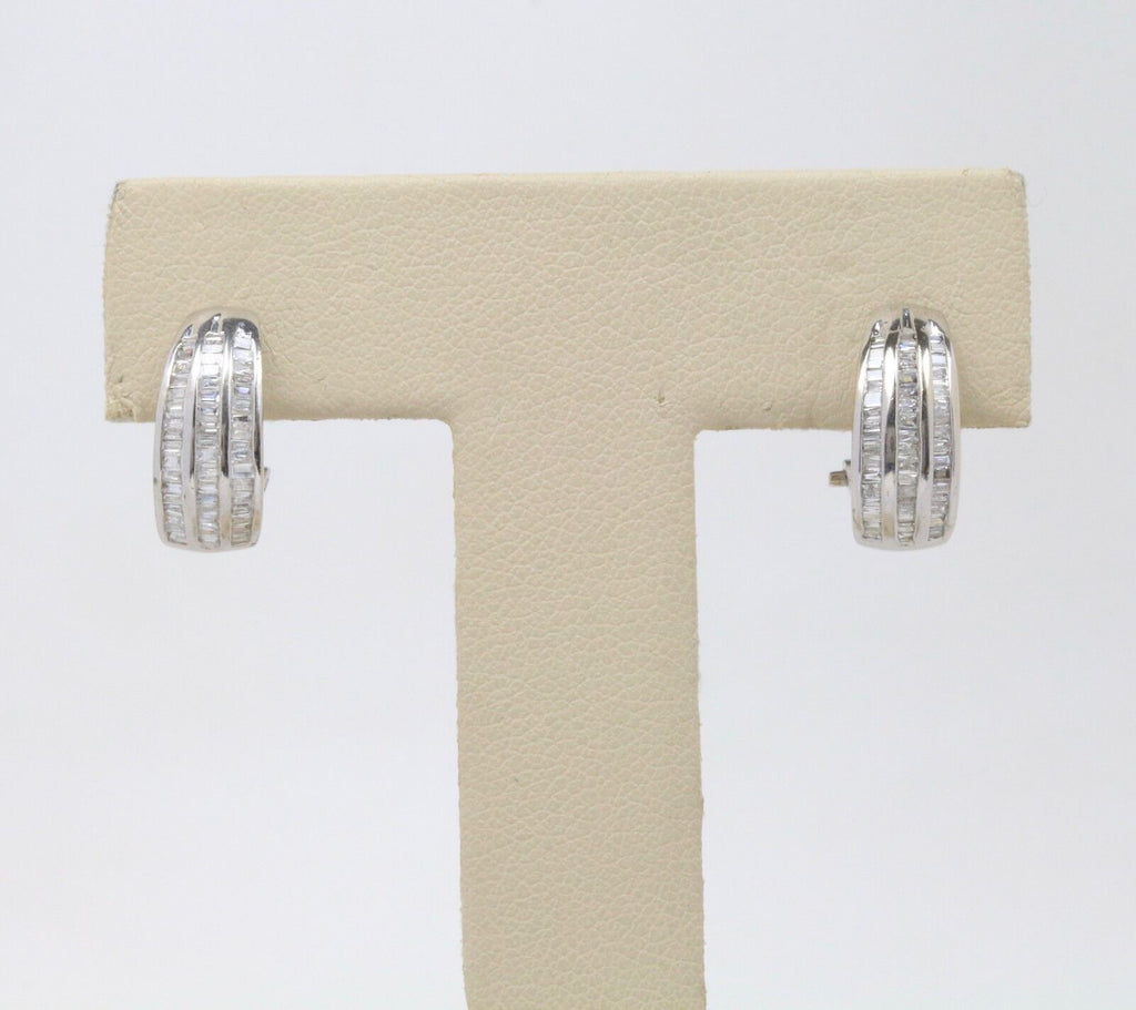 14K White Gold Channel Set Diamond Earrings