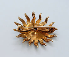 Load image into Gallery viewer, Victorian Shreve and Co Starburst 14K Yellow Gold Diamond Seed Pearls Brooch Pin
