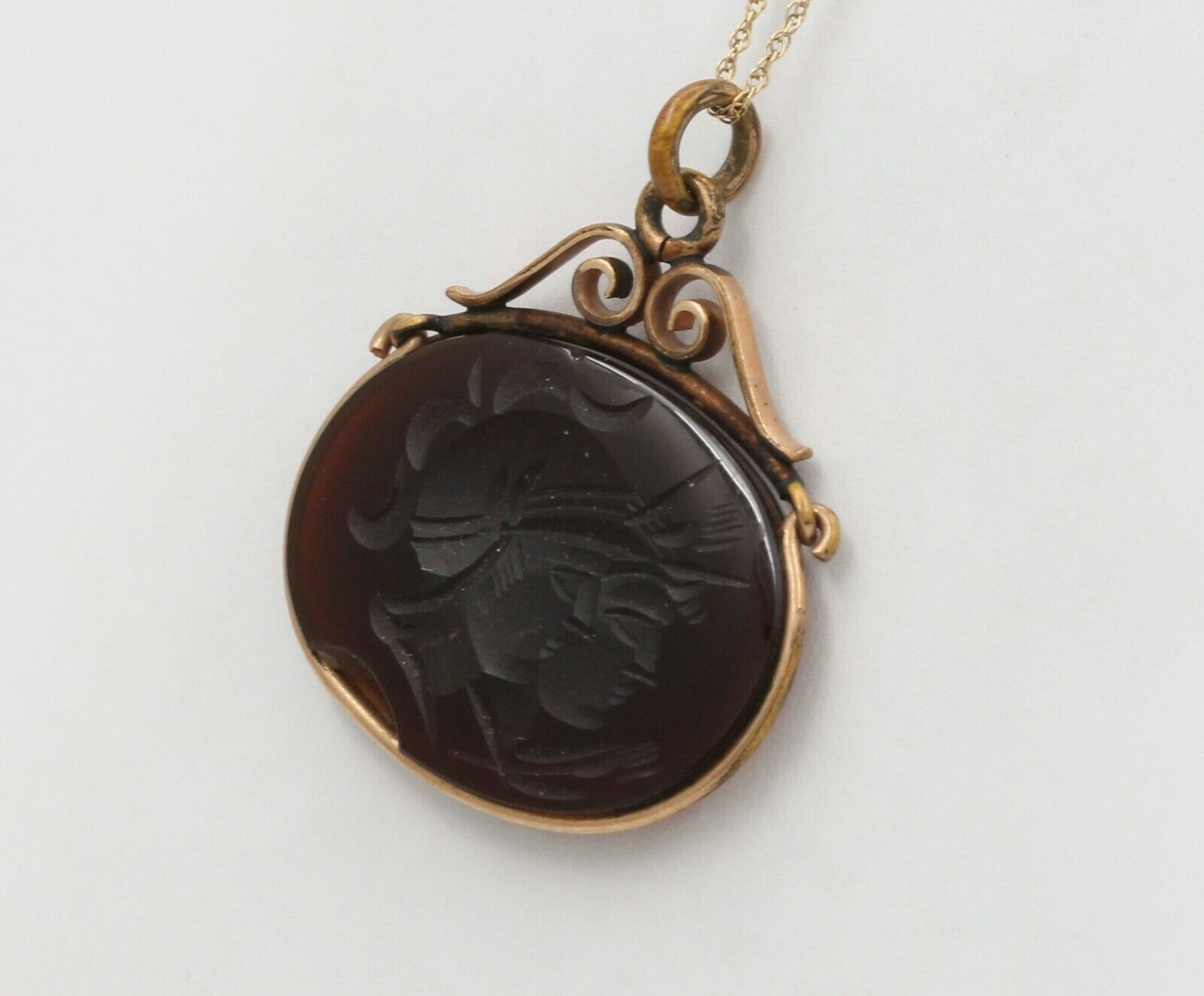 Vintage Gold Filled Intaglio Agate Pendent