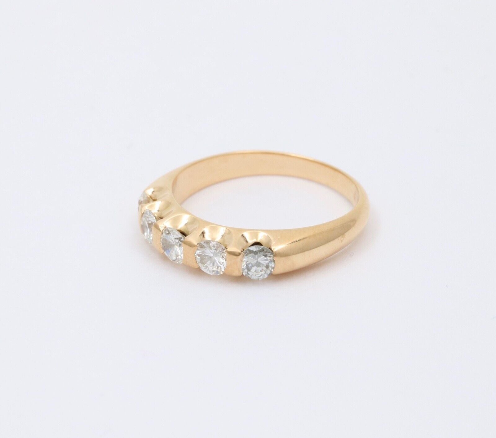Vintage Five Stone Diamond 18K Gold Ring Band, Wedding Band
