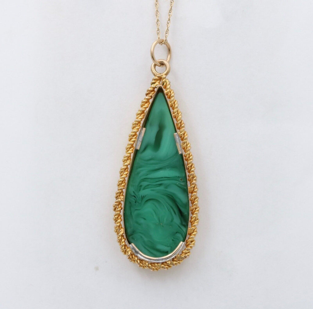Vintage Micro-Mosaic Malachite Pendant