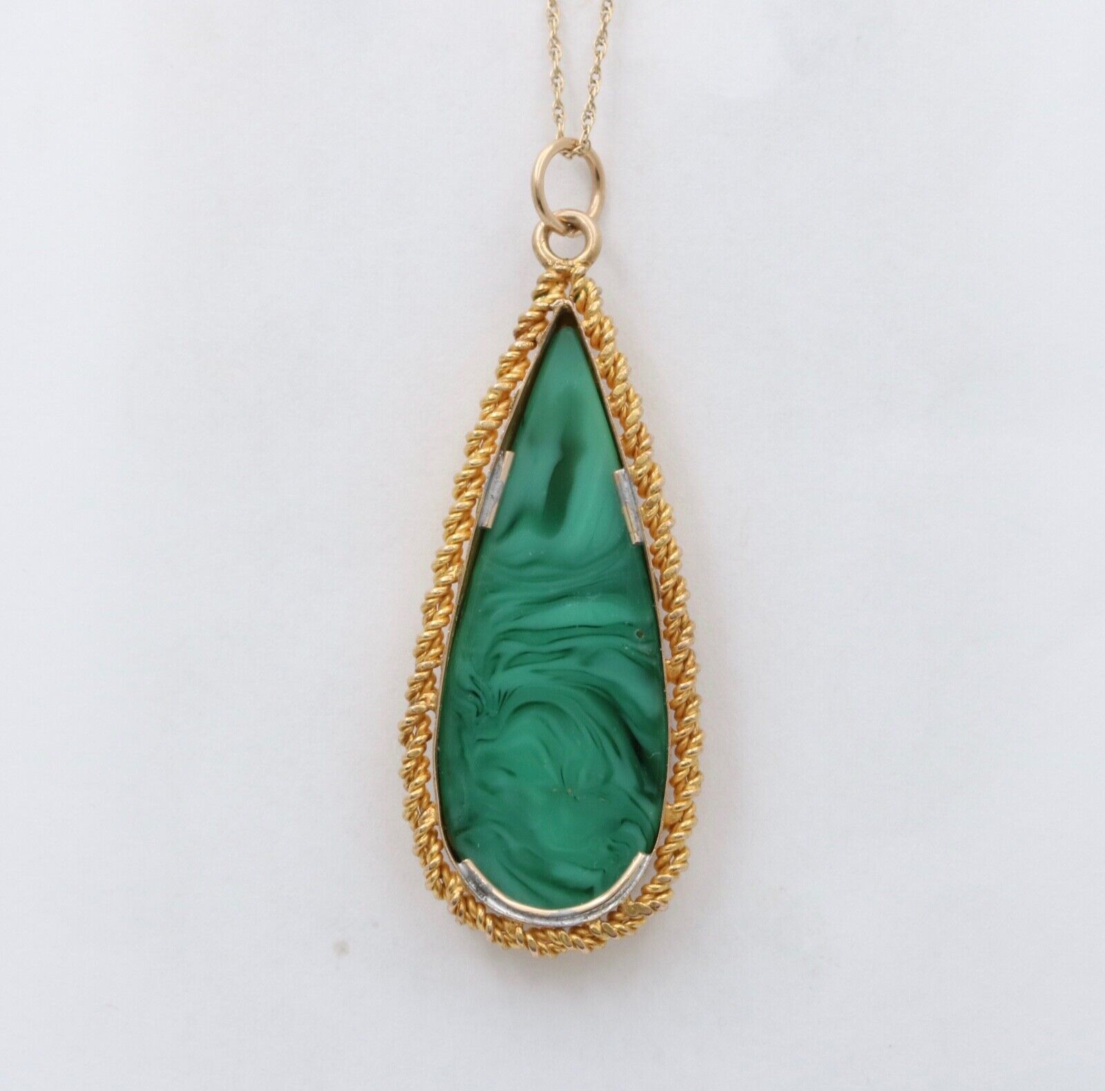 Vintage Micro-Mosaic Malachite Pendant