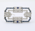 Art Deco Platinum Diamond & Sapphire Brooch, Pin