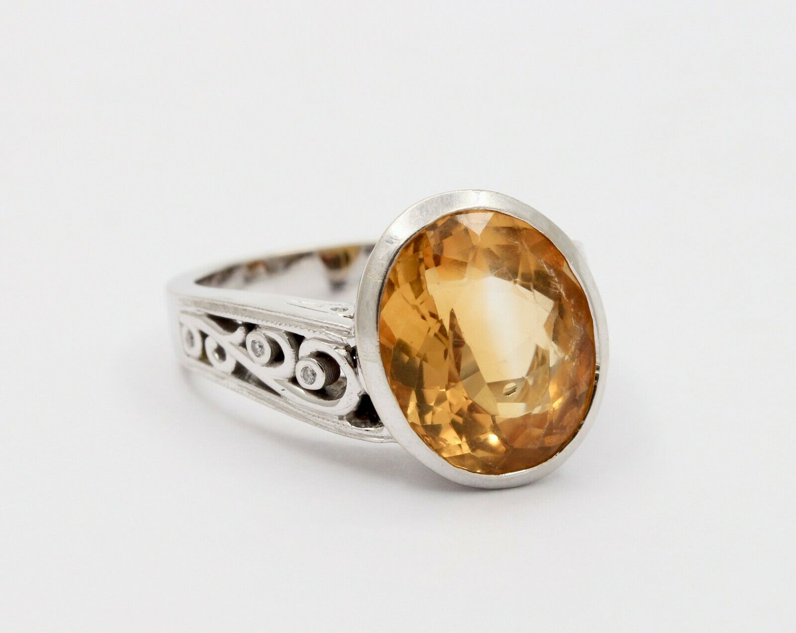Vintage 14K Chunky Large Citrine Statement Ring