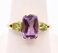 Beautiful Vintage Ladies Amethyst Peridot 14K Yellow Gold Ring