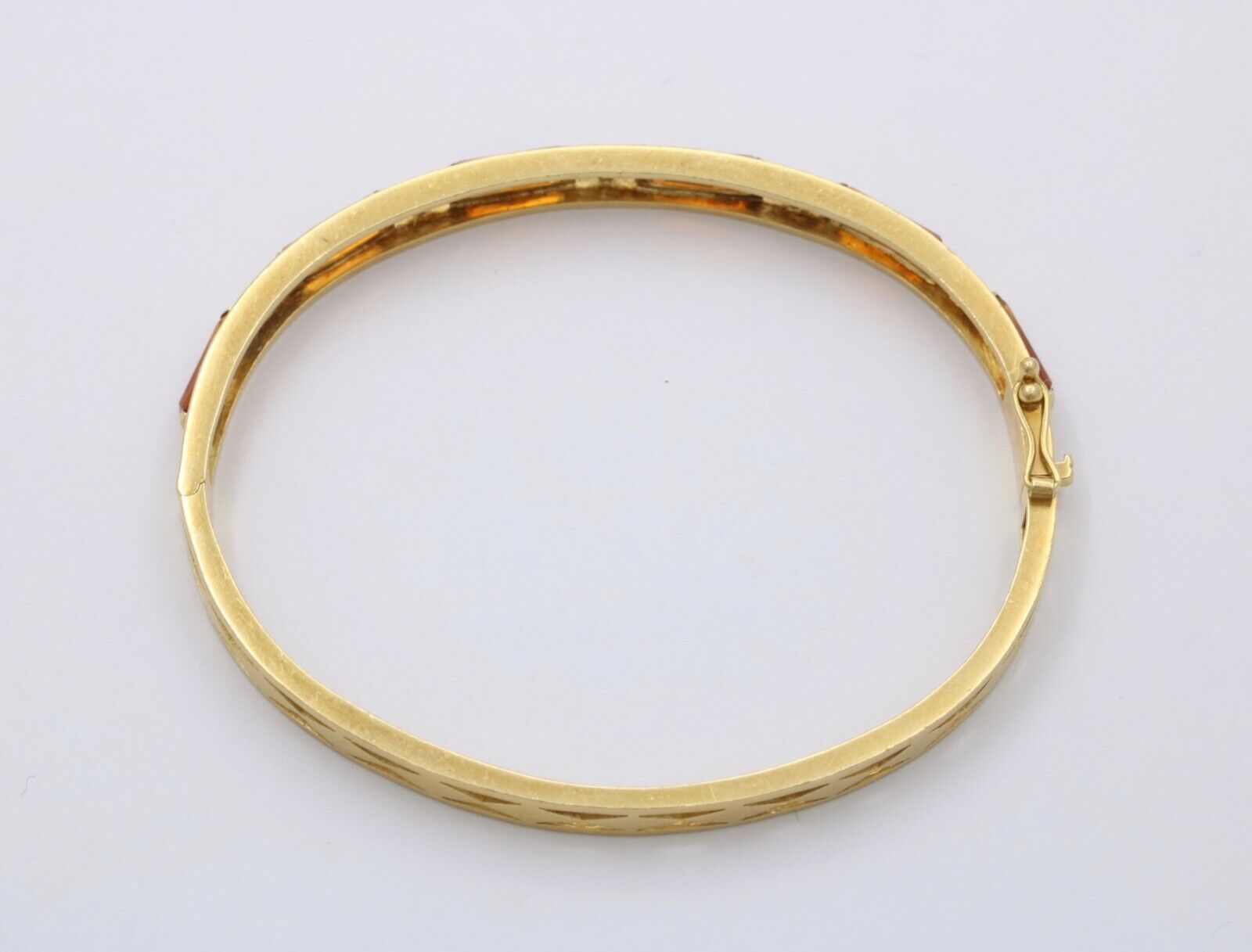 Vintage Citrine & Diamond 18K Yellow Gold Bangle Bracelet