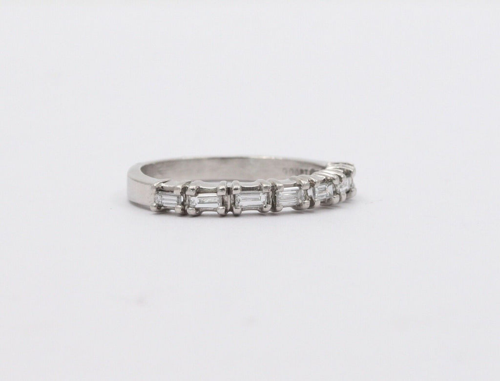 Vintage Ladies Wedding Band Baguette Diamonds Platinum Ring