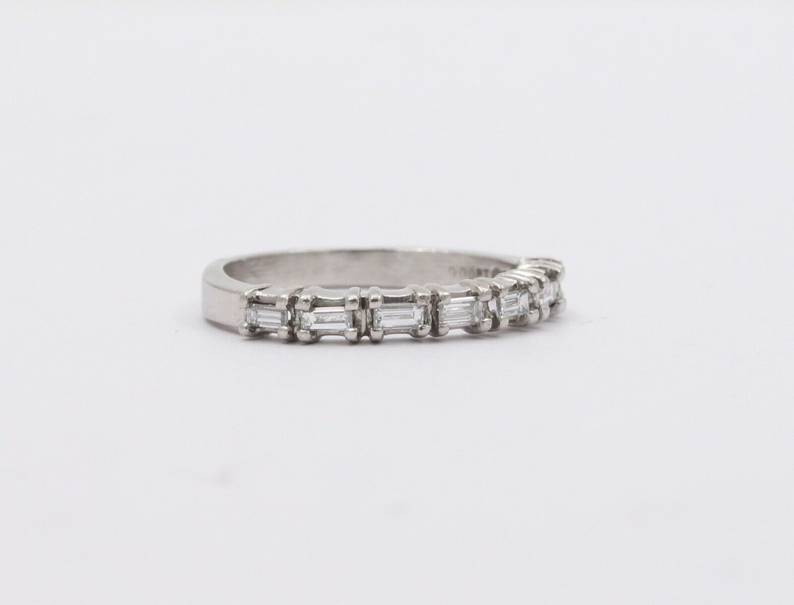 Vintage Ladies Wedding Band Baguette Diamonds Platinum Ring