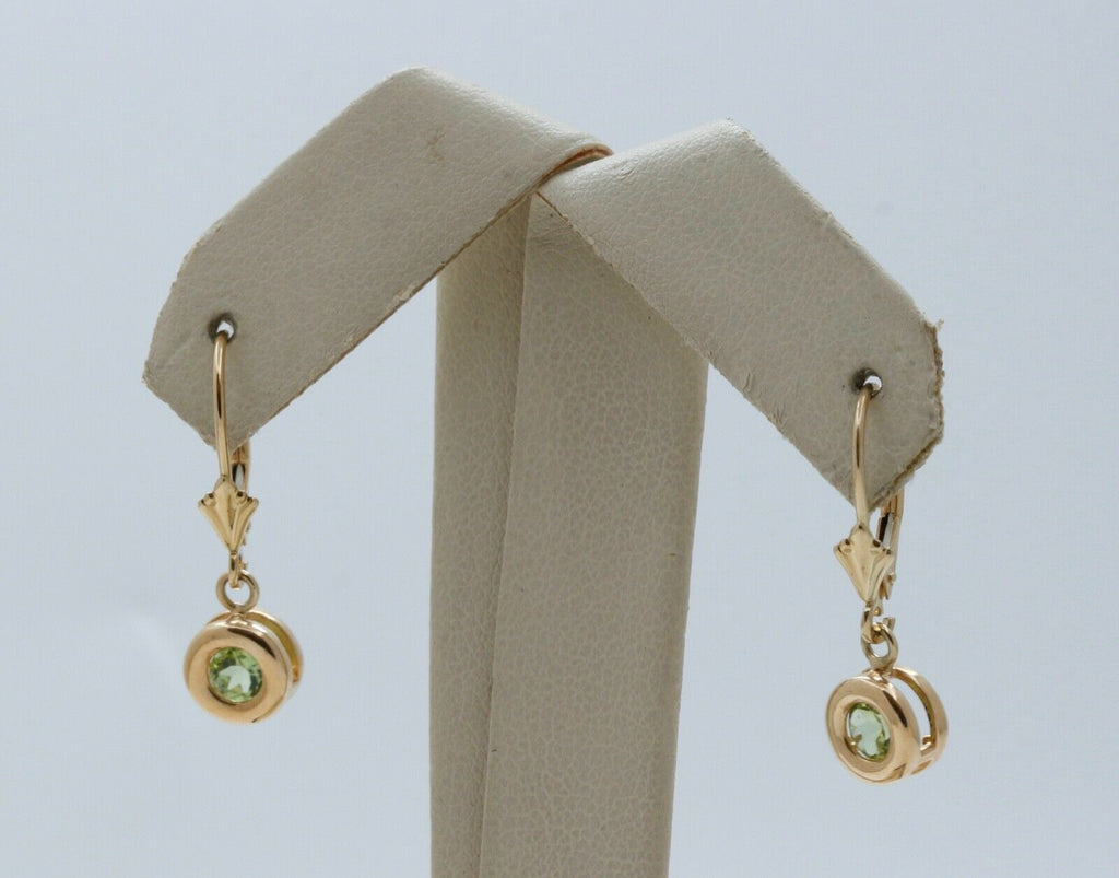 Ladies Vintage Peridot 14K Yellow Gold Earrings