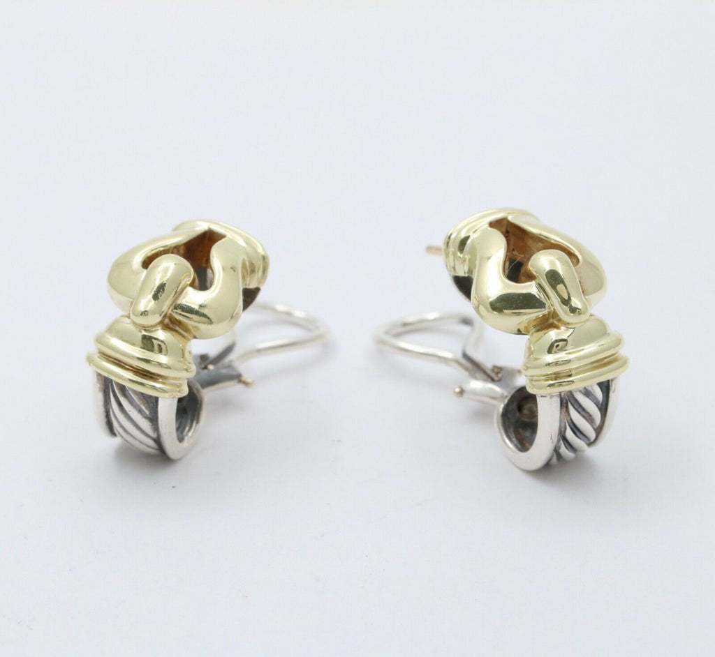 David Yurman Buckle Cable 14K Yellow Gold Sterling Silver Earrings