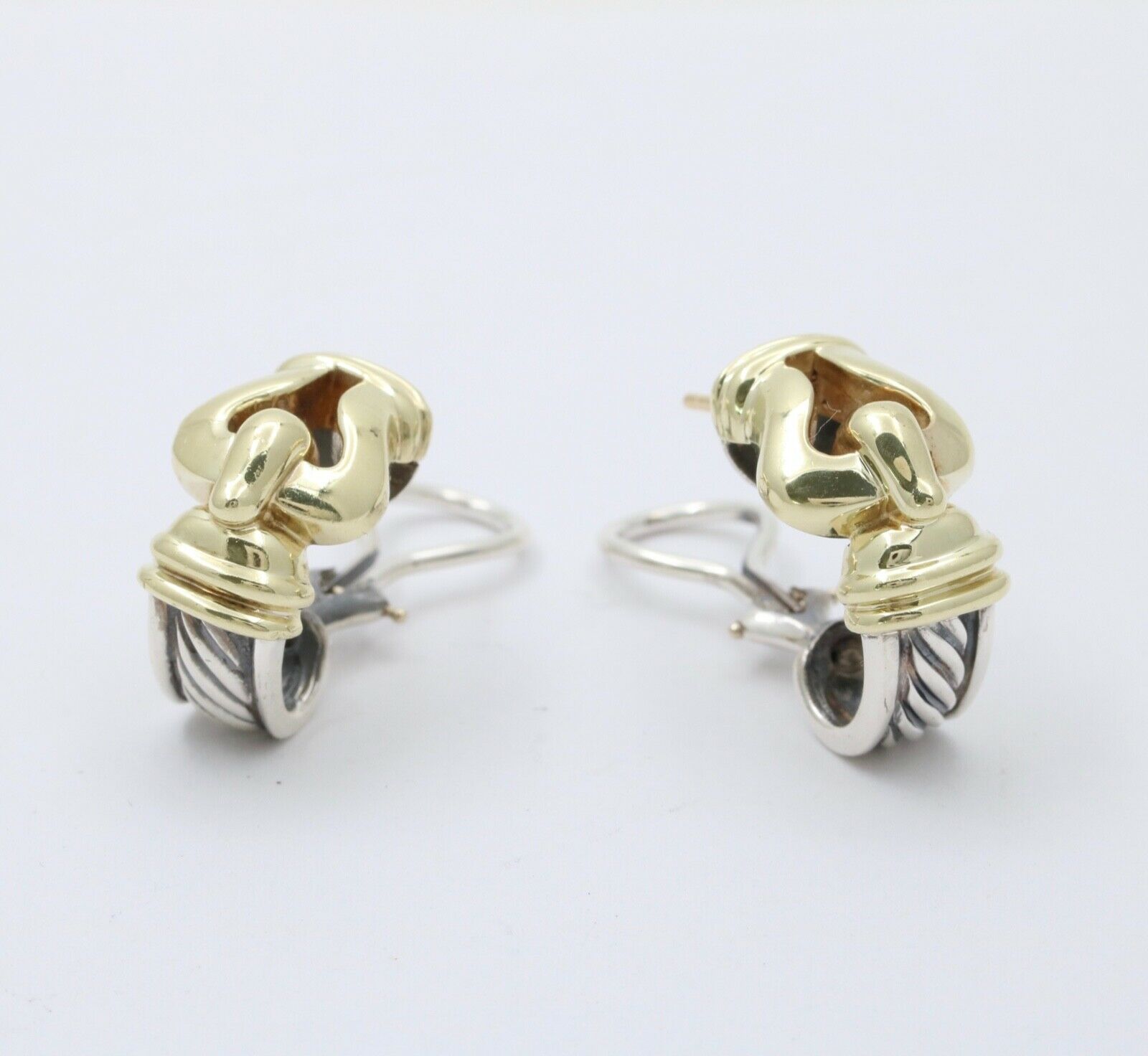 David Yurman Buckle Cable 14K Yellow Gold Sterling Silver Earrings