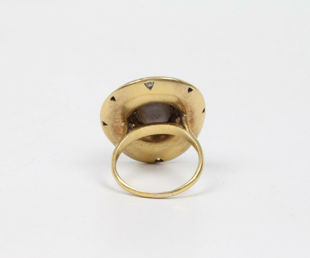 Vintage Star Sapphire Diamonds 18K Yellow Gold Cowboy Hat Ring