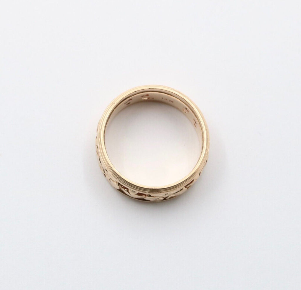 Art Deco Orange Blossom 14K Yellow Gold Wedding Band