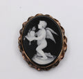 Victorian Cherub Angel Enamel 10K Rose Gold Brooch