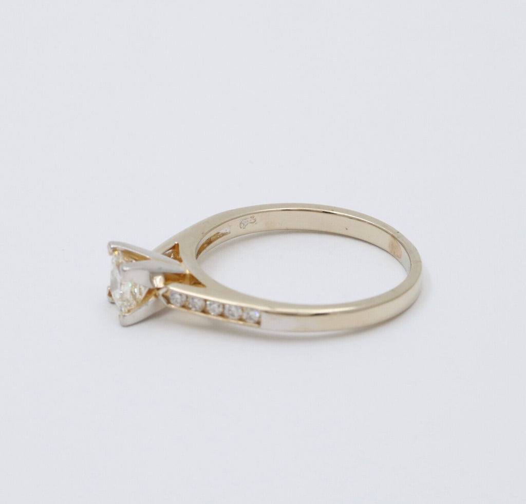 Vintage 18K Gold Princess Cut Diamond 18K WG Platinum Engagement Ring Band