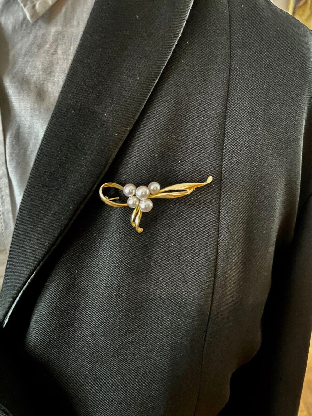 Vintage Mikimoto Cultured Pearl Bow Brooch, Pin
