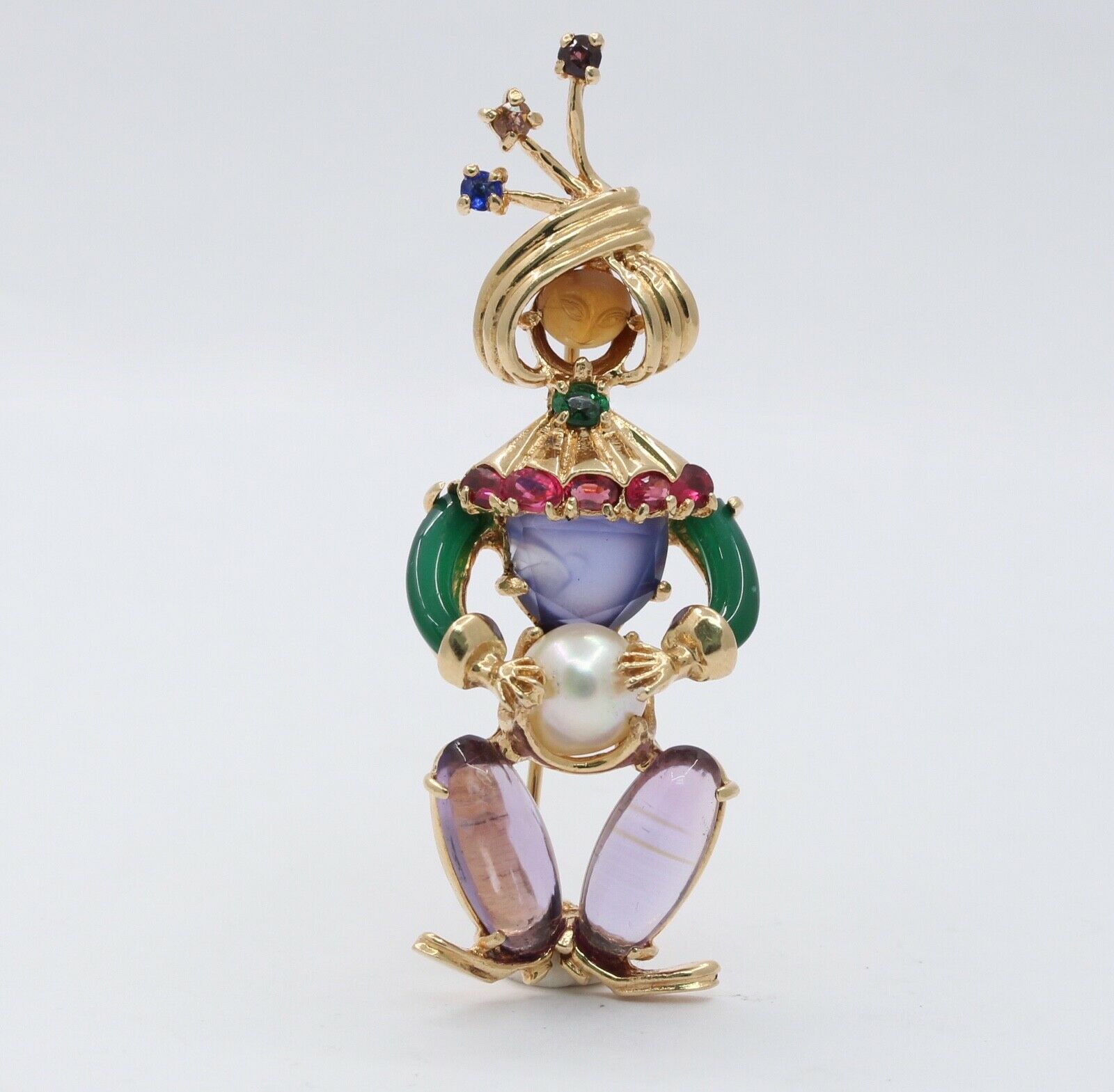 Loooook Vintage Ladies Clairvoyant Fortune Teller 14K Brooch Pin