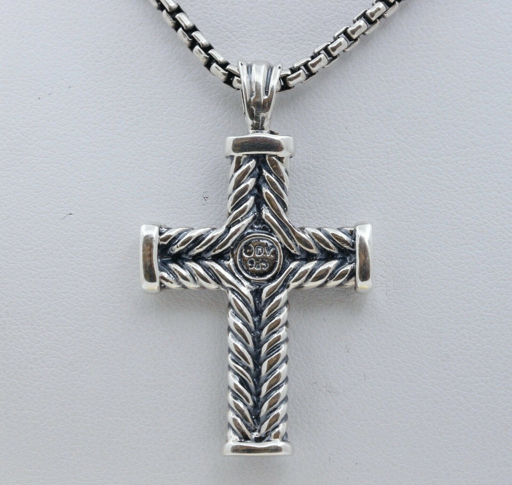 David Yurman 925 Chevron Cross Pendant and Chain