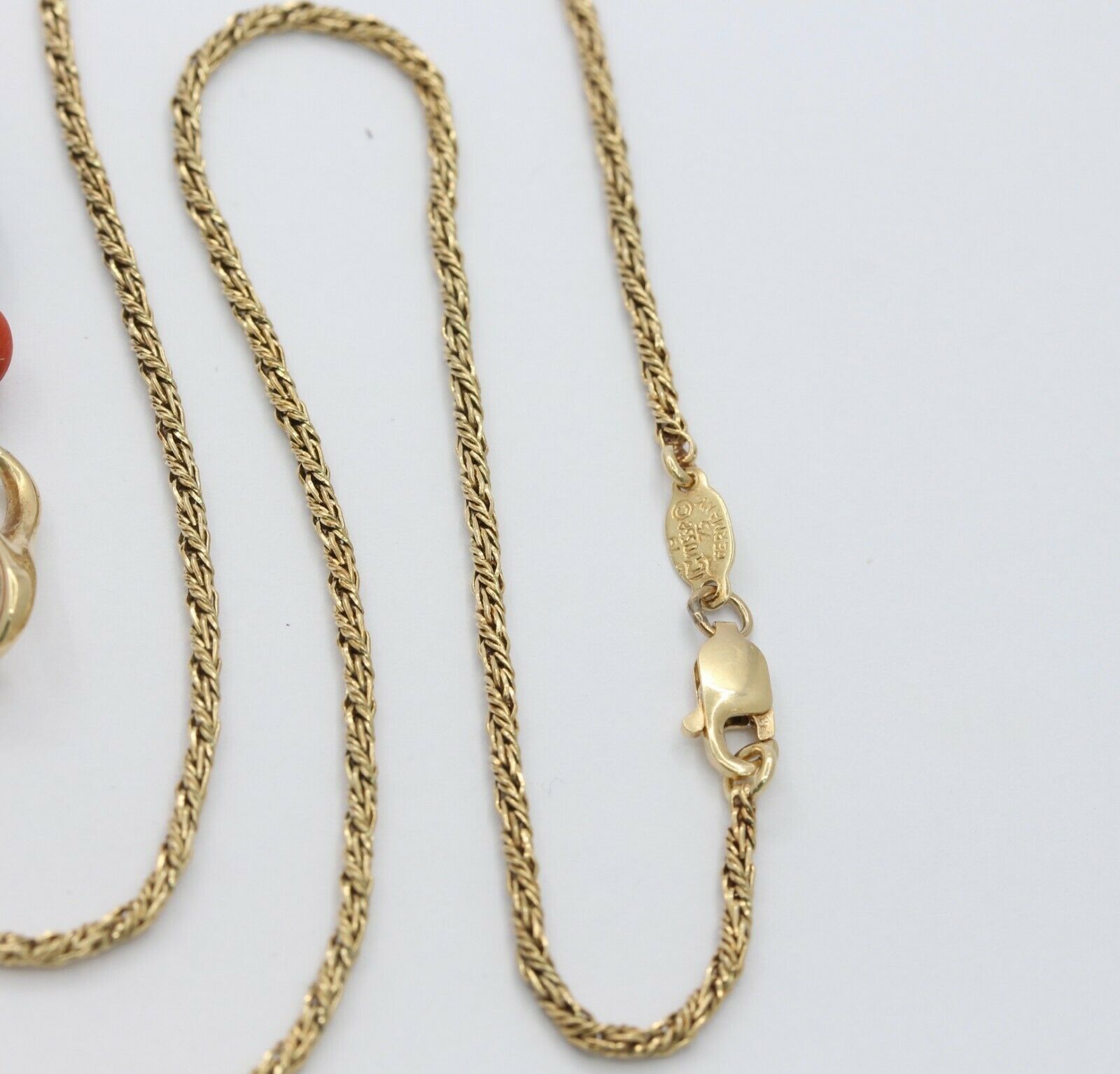 Vintage 14K Yellow Gold Onyx Coral Stacking Rope Style Necklace
