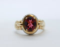Vintage Tourmaline Diamonds 14K Yellow White Gold Cocktail Ring