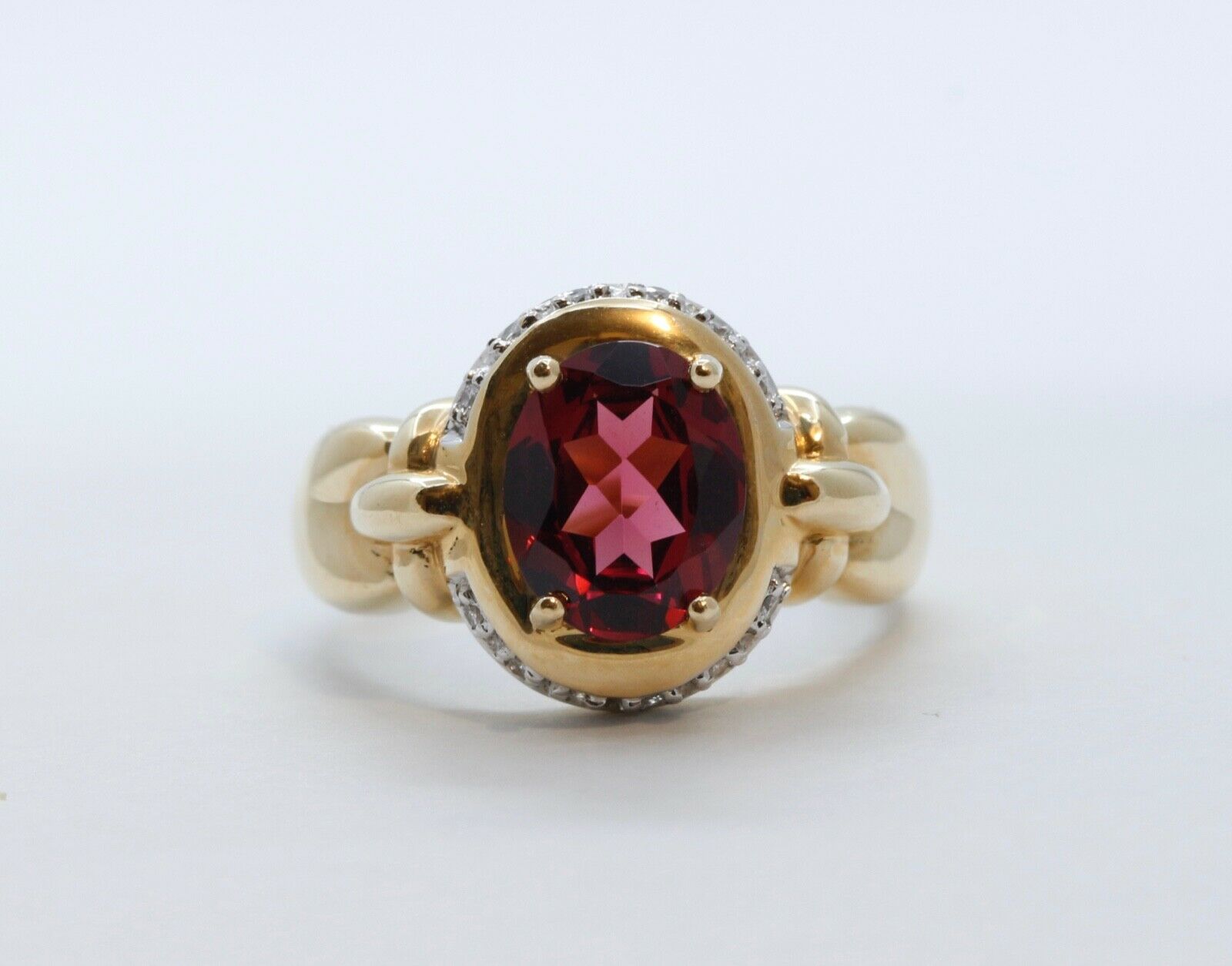 Vintage Tourmaline Diamonds 14K Yellow White Gold Cocktail Ring