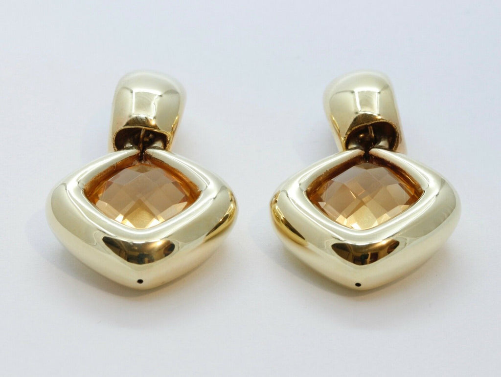 Italian Dangle 18K Yellow Gold Citrine Earrings
