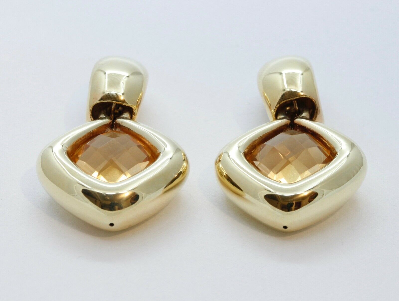 Italian Dangle 18K Yellow Gold Citrine Earrings