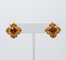 Load image into Gallery viewer, Vintage Madeira Golden Citrines Diamonds 18K Yellow Gold Earrings
