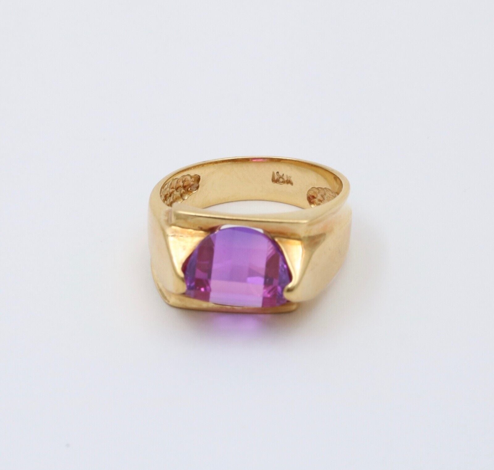 Vintage Geometric Pink Sapphire Ring Band, Estate Ring