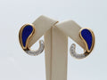 Vintage Lapis Lazuli Diamonds 14K Yellow Gold Earrings
