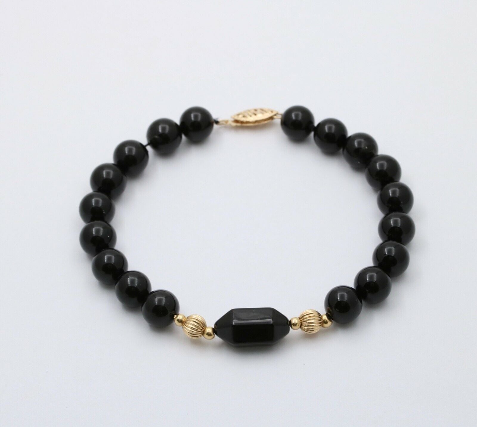 Vintage Black Onyx 14K Yellow Gold Bracelet