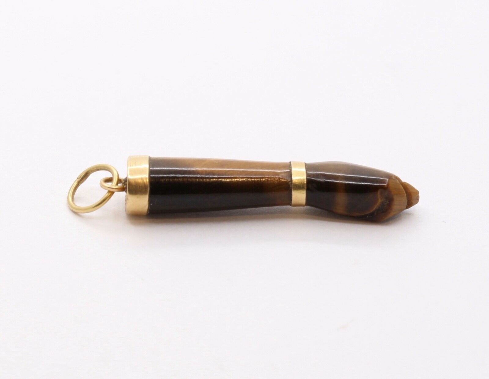 Vintage Tiger Eye Figa 18K Yellow Gold Pendant Charm
