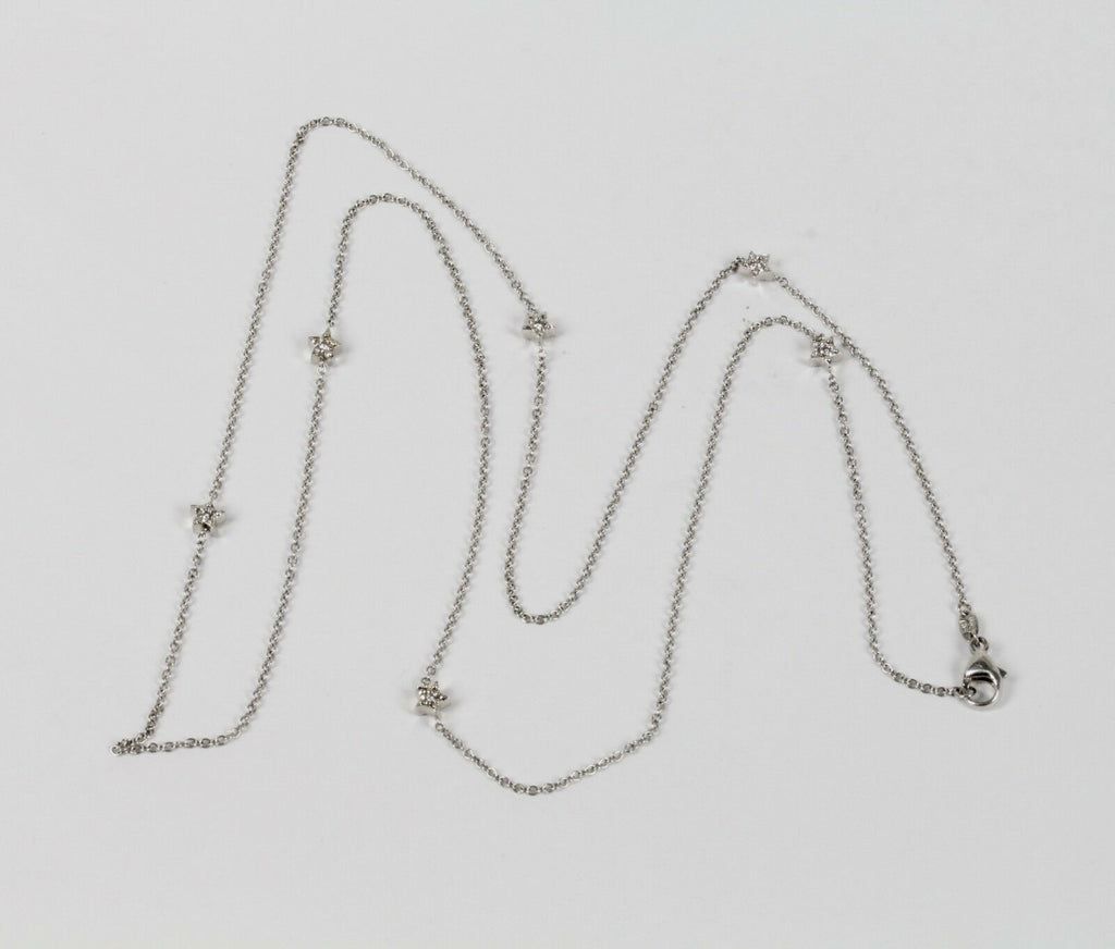 Vintage 18k White Gold Diamond Stackable Necklace