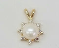 Vintage Pearl Diamonds 14K Yellow Gold Pendant